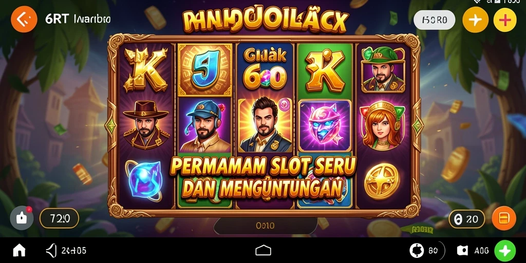 Screenshot gameplay 6RT menampilkan mesin slot yang menarik dengan tema berwarna-warni.