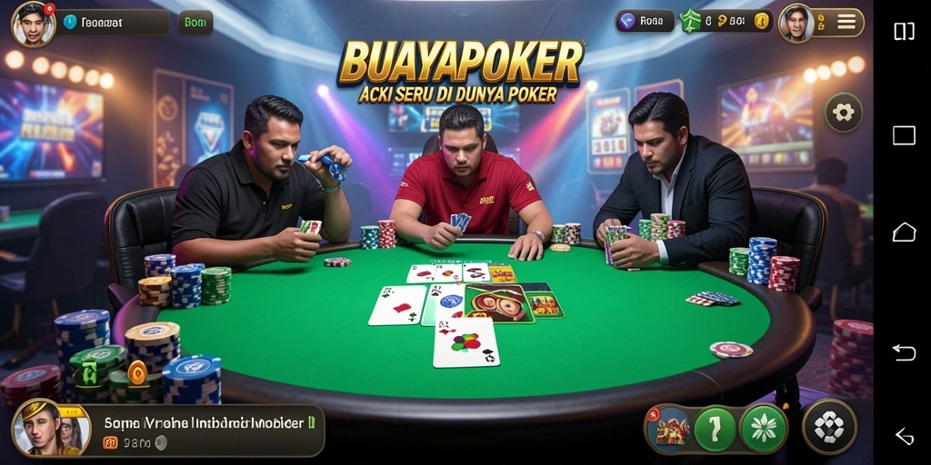 Tangkapan layar gameplay menunjukkan aksi poker yang intens dan mendebarkan.