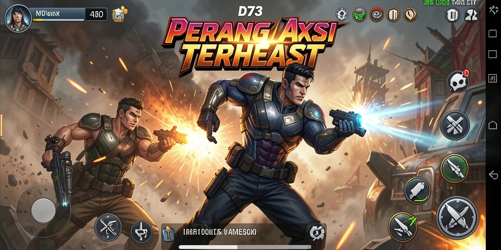 Tampilan aksi seru dalam game D73 dengan karakter yang dinamis.