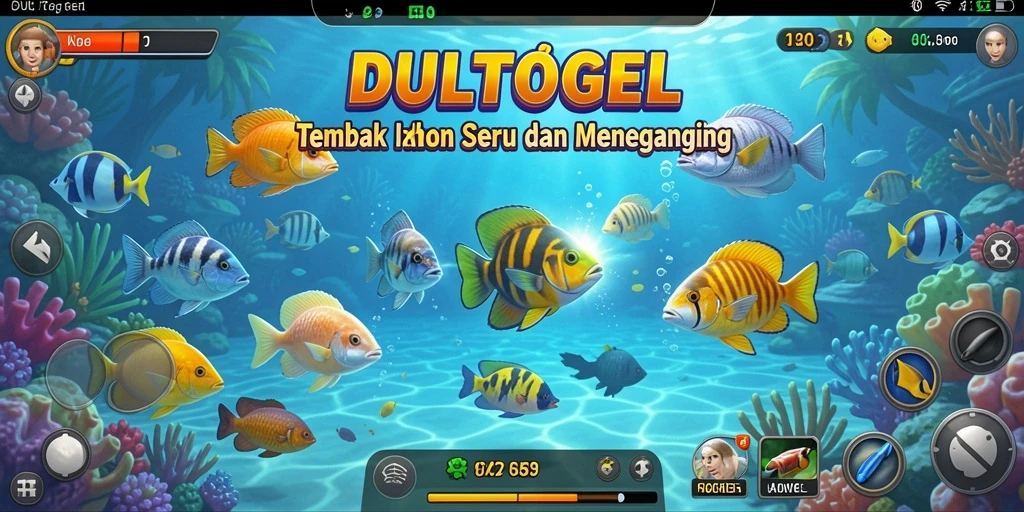 Screenshot gameplay DULTOGEL yang menunjukkan aksi menembak ikan.