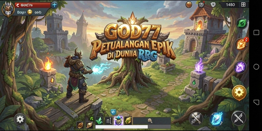 Tangkapan layar utama dari GOD77 menampilkan aksi pertarungan yang intens di dunia RPG.