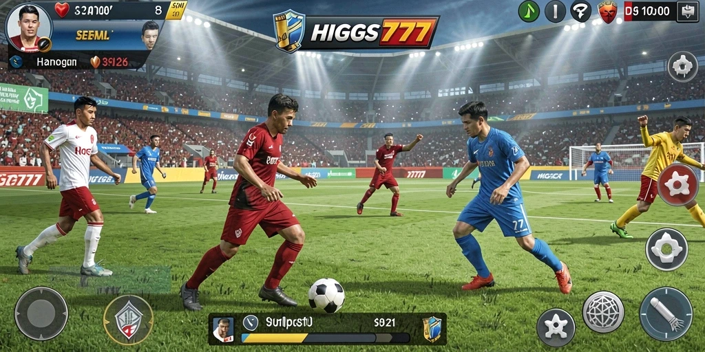 Tangkapan layar HIGGS777 menampilkan aksi seru pertandingan sepak bola.