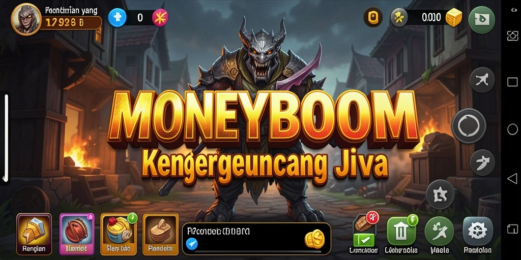 Tangkapan layar gameplay MONEYBOOM menampilkan suasana mencekam dan makhluk menyeramkan.