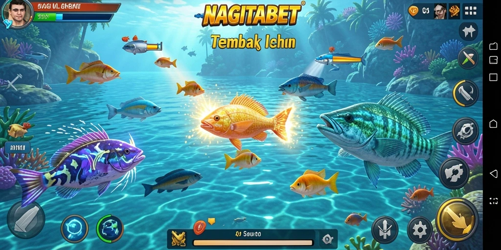 Tampilan gameplay seru dari NAGITABET saat menembak ikan.