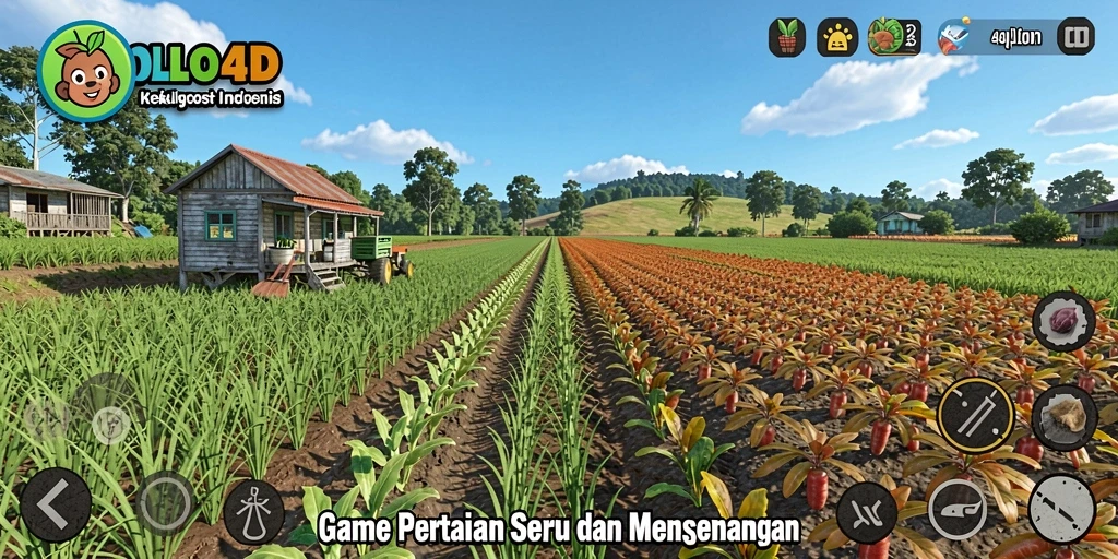 Tampilan gameplay OLLO4D yang menakjubkan dengan interaksi pertanian.