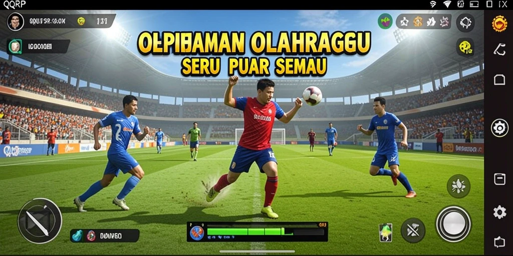 Tampilan menarik dari gameplay dalam QQRP dengan berbagai cabang olahraga.