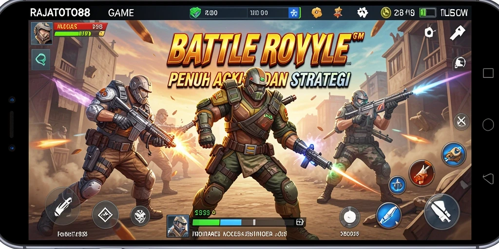 Screenshot utama RAJATOTO88 menampilkan pemain dalam aksi pertempuran seru.