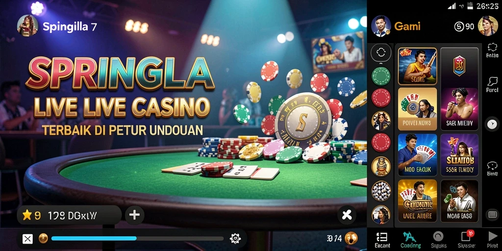 Tampilan gameplay real-time SPINGILA dengan dealer langsung.