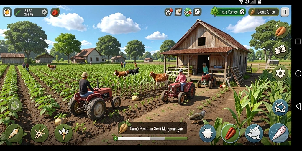 Tampilan gameplay V21 yang seru dalam pertanian.